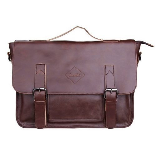 Zebella vintage leather briefcase dark brown
